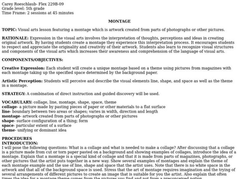 Montage Lesson Plan