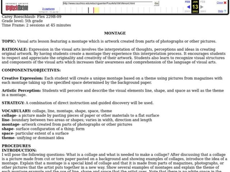 MONTAGE Lesson Plan