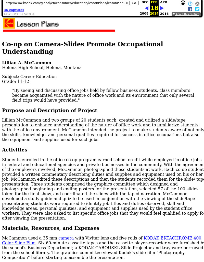 Co-op on Camera-Slides Promote Occupational Understanding Lesson Plan