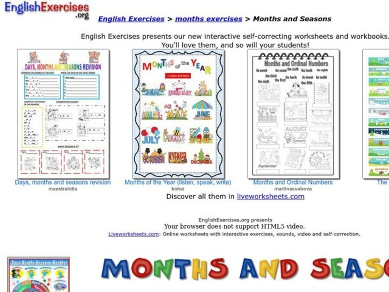 Months and Seasons Interactive