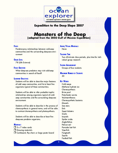 Monsters of the Deep Lesson Plan