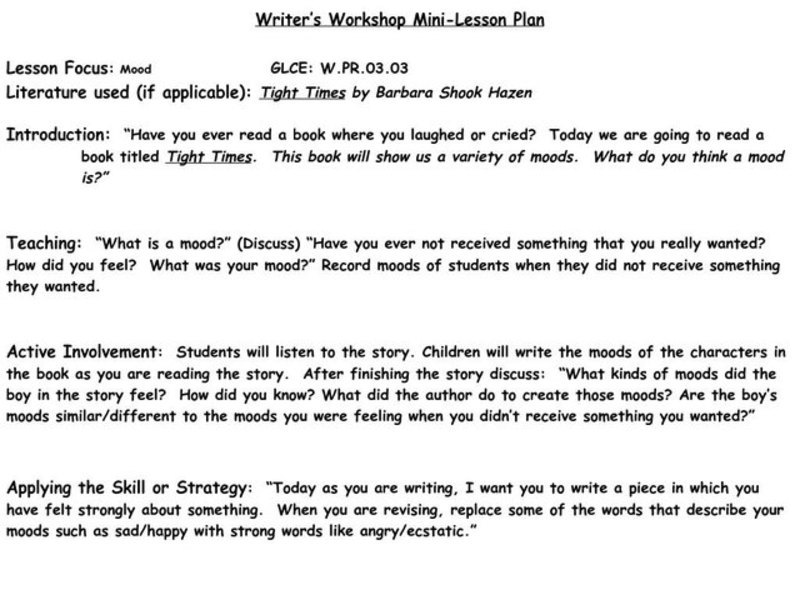 Mood Lesson Plan