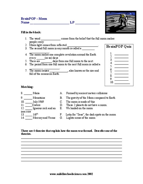 Moon Worksheet