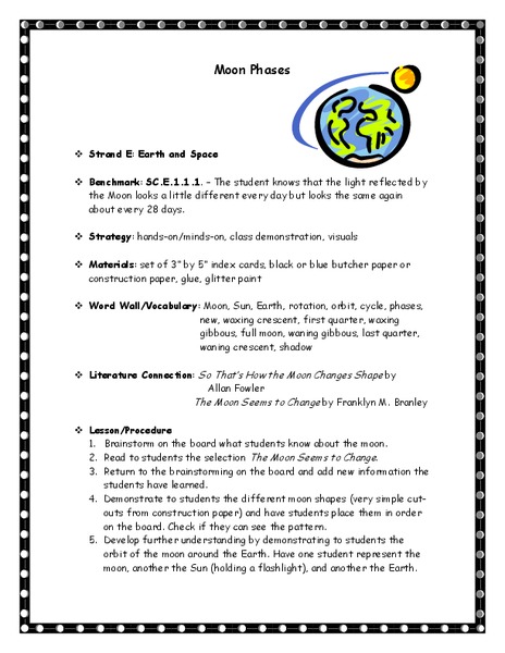 Moon Phases Lesson Plan