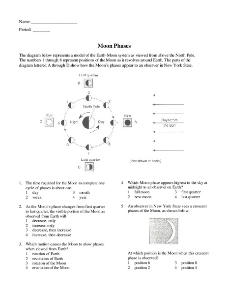 Moon Phases Worksheet