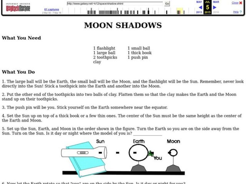 Moon Shadows Worksheet