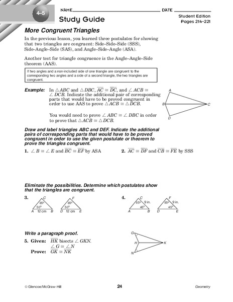 More Congruent Triangles Worksheet
