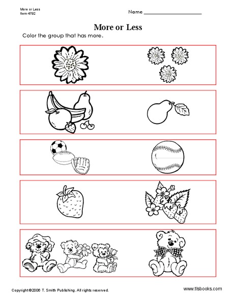 More or Less Worksheet