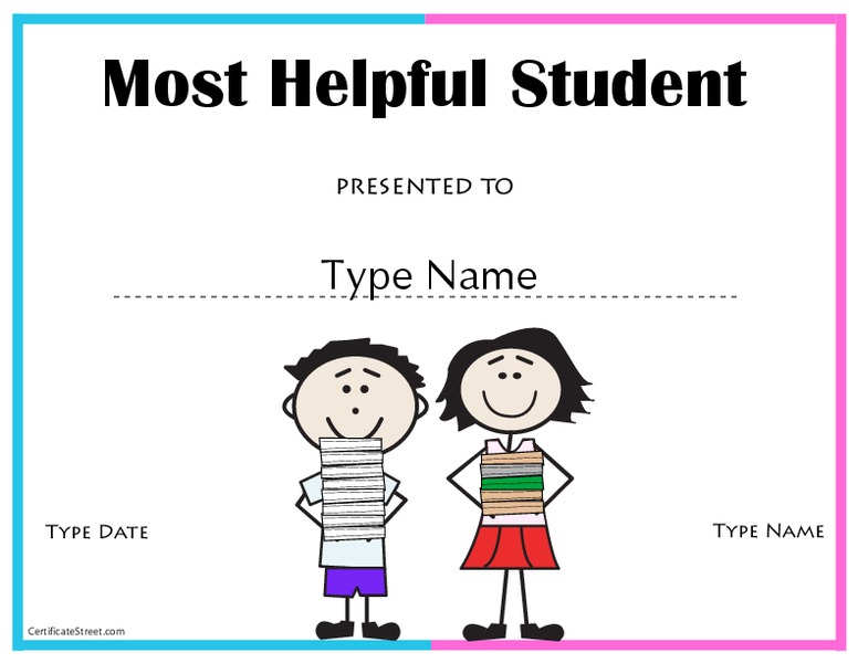 Most Helpful Student Award Printables