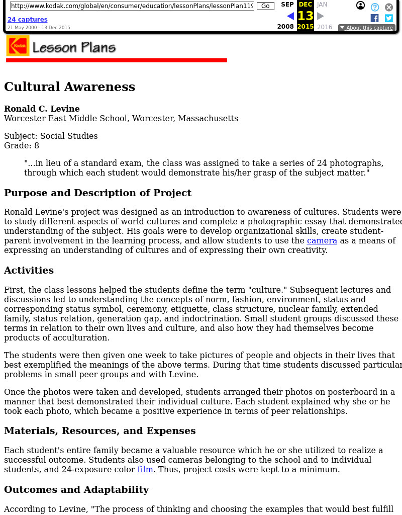 Cultural Awareness Lesson Plan