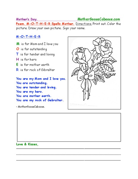 Mother's Day Card Worksheet