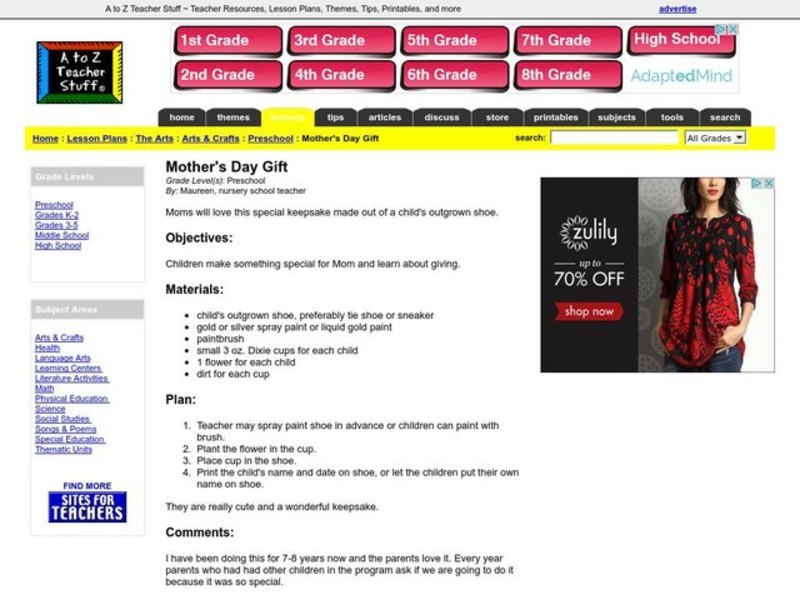 Mother's Day Gift Lesson Plan