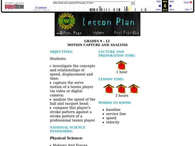 Motion Capture and Analysis Lesson Plan