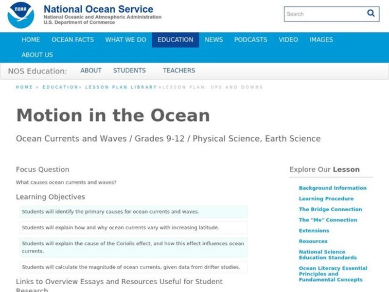 Motion in the Ocean Lesson Plan