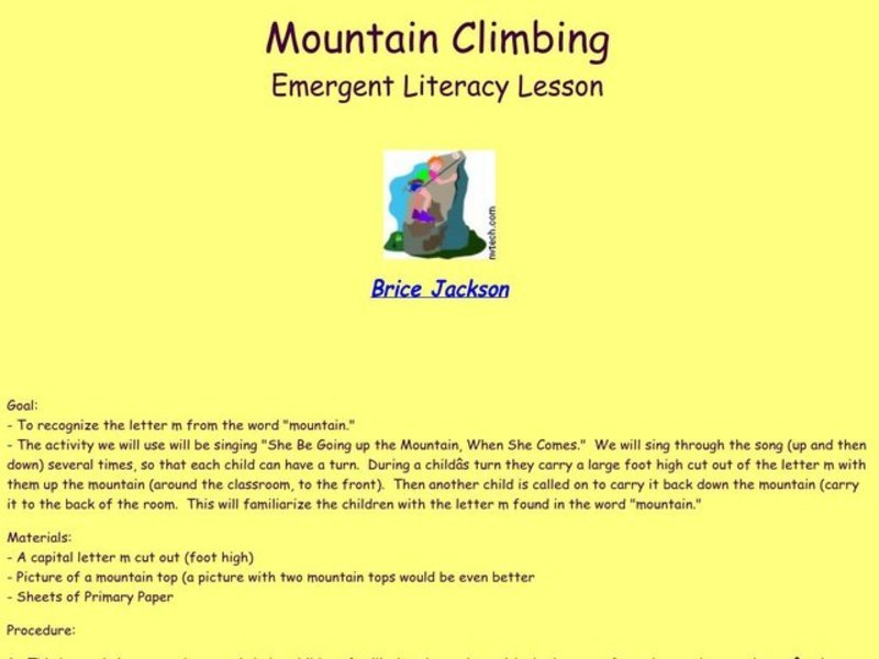 Mountain Climbing Lesson Plan