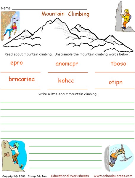 Mountain Climbing Worksheet