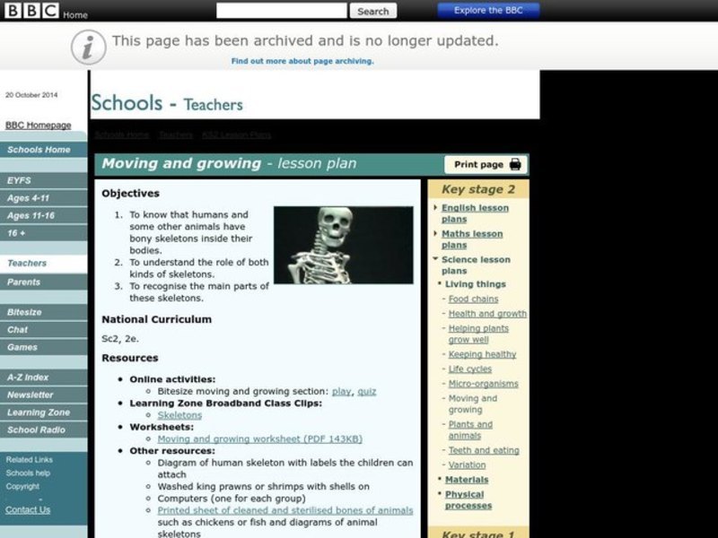 Moving and Growing Lesson Plan