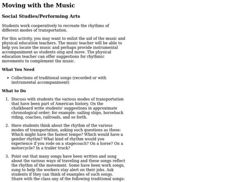 Moving with the Music Lesson Plan