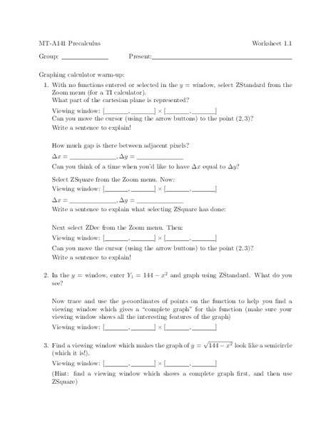 MT-A141Precalculus Worksheet