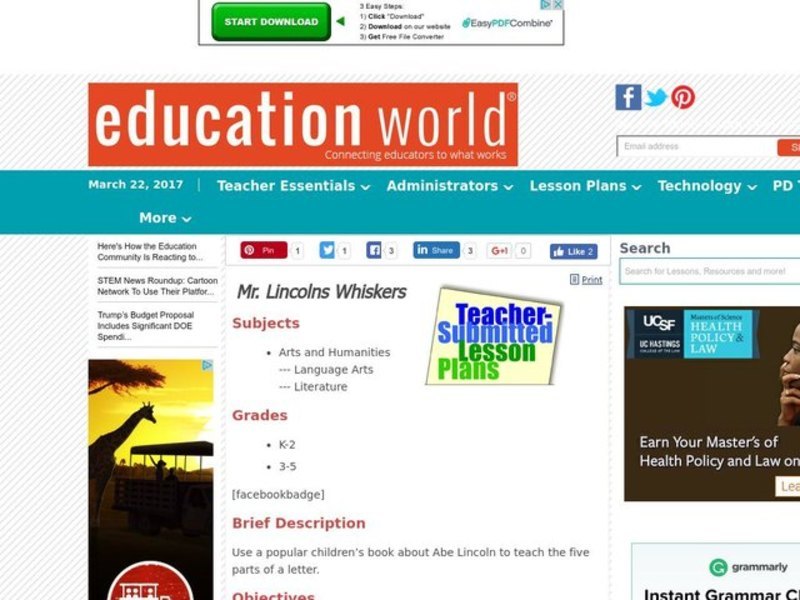 Mr. Lincoln's Whiskers Lesson Plan