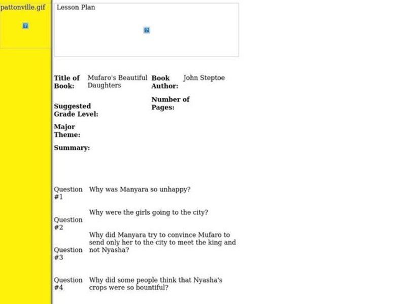 Mufaro's Beautiful Daughters Worksheet