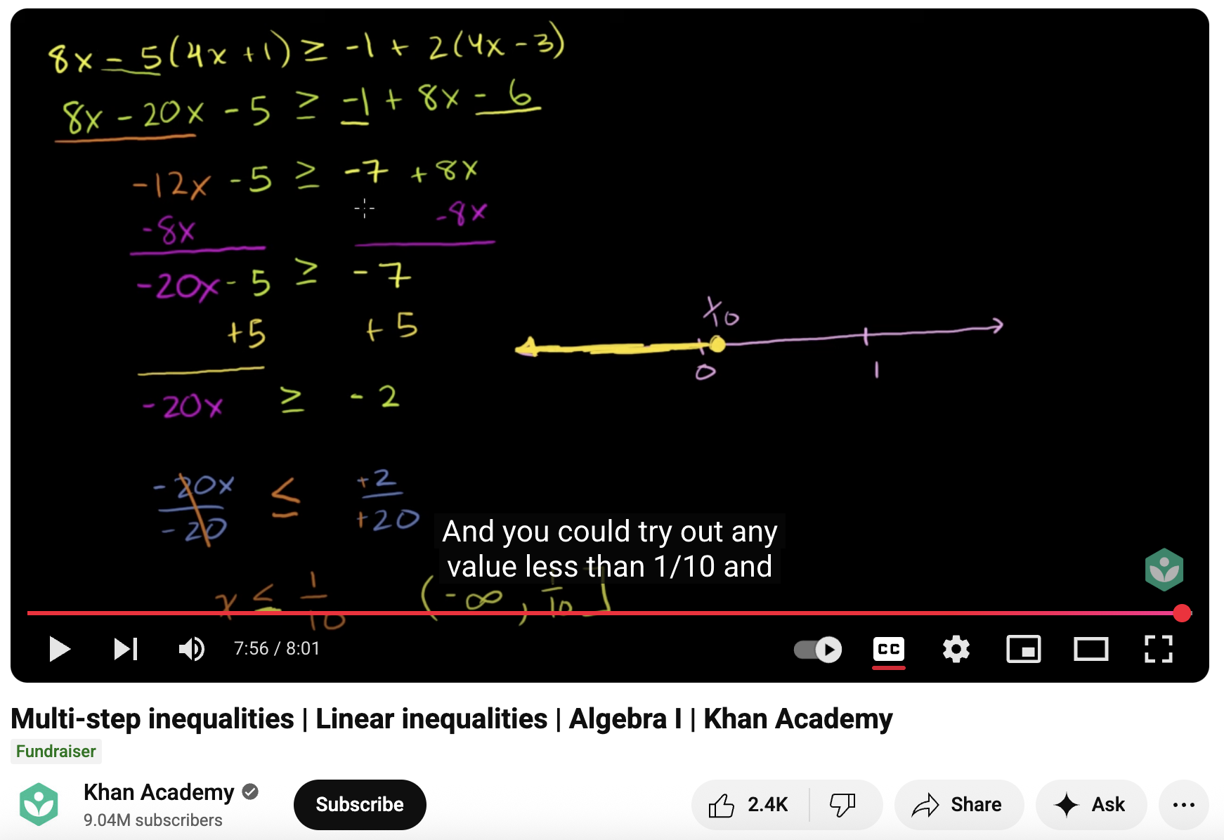 Multi-Step Inequalities, Linear Inequalities, Algebra I Instructional Video