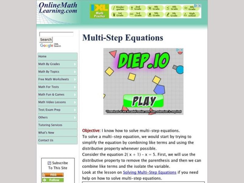 Multi-Step Equations Interactive