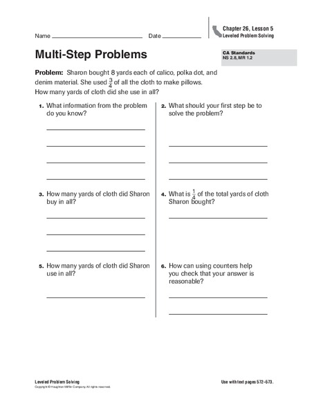 Multi-Step Problems Worksheet