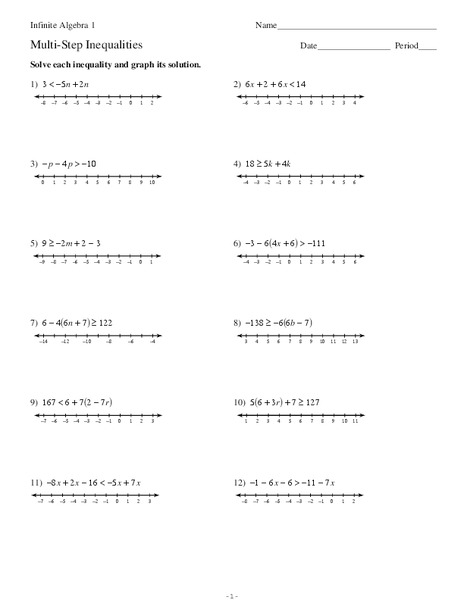 Multi-Step Inequalities Worksheet