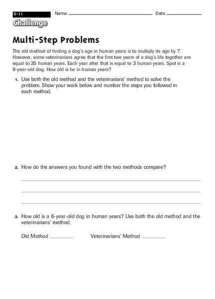 Multi-Step Problems Worksheet