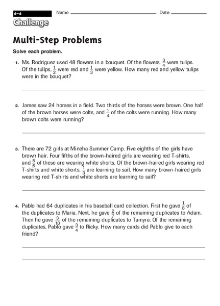 Multi-Step Problems Worksheet