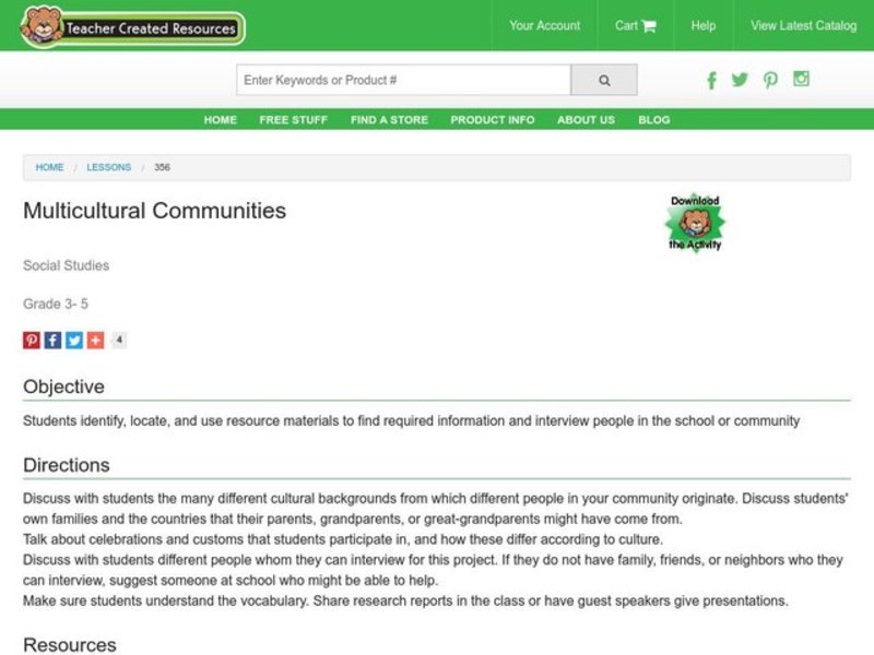 Multicultural Communities Lesson Plan