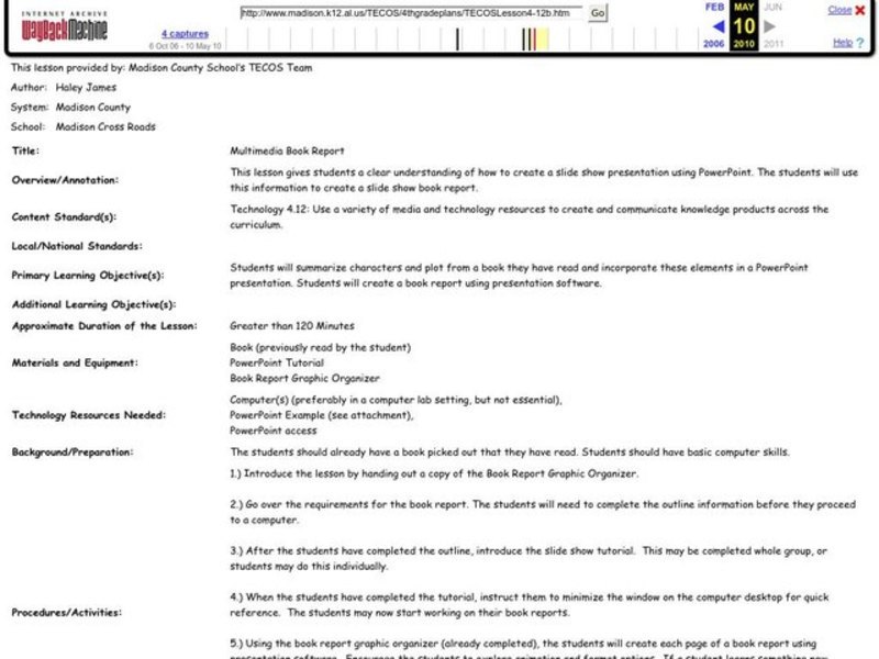 Multimedia Book Report Lesson Plan
