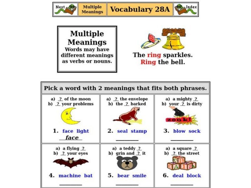 Multiple Meanings Worksheet