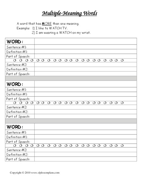 Multiple Meanings Organizer