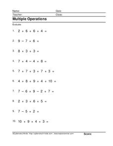 Multiple Operations Worksheet