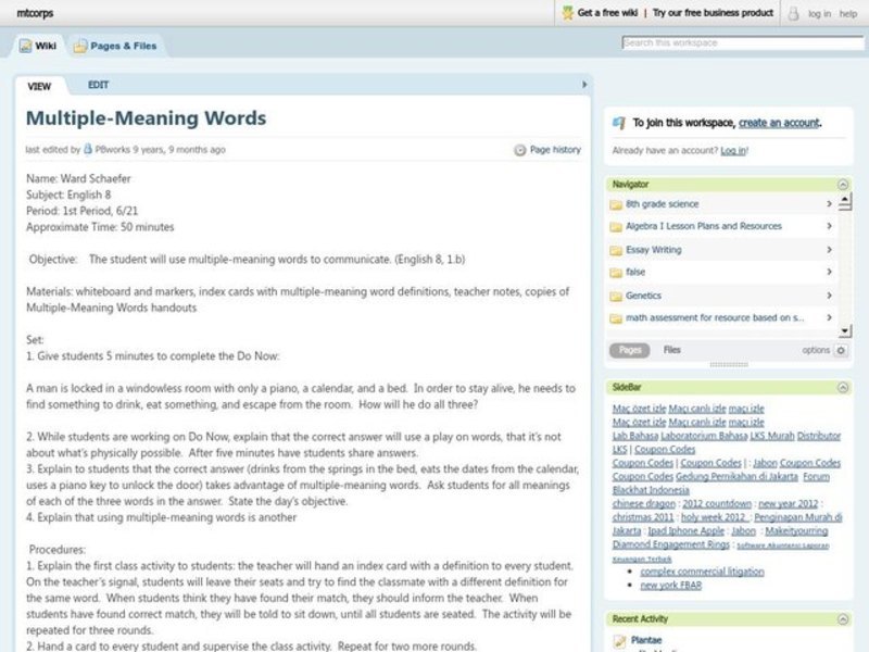 Multiple-Meaning Words Lesson Plan