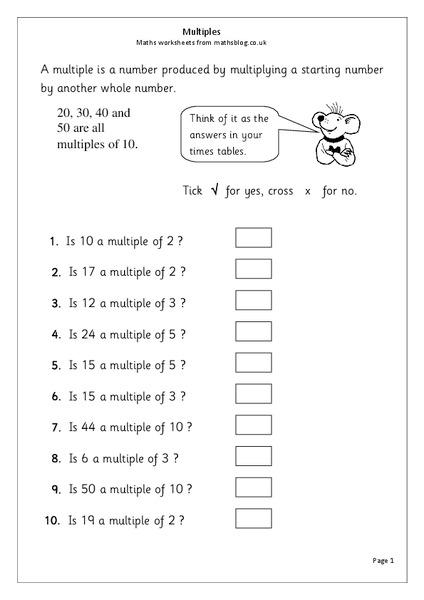 Multiples Worksheet