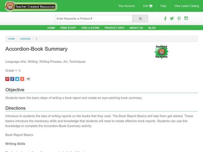 Accordion-Book Summary Lesson Plan