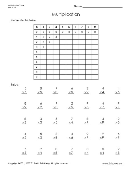 Multiplication Worksheet