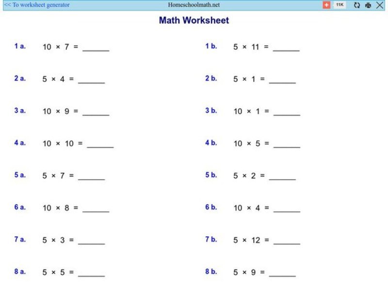 Multiplication Worksheet