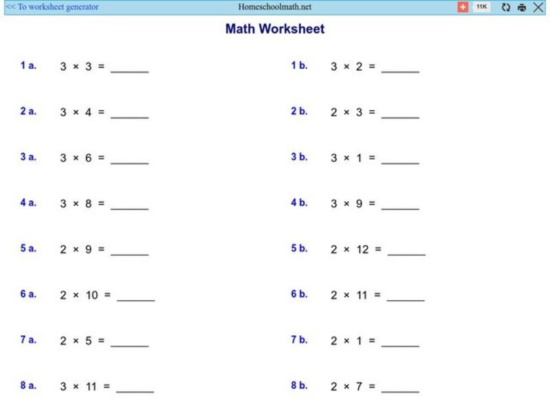 Multiplication Worksheet