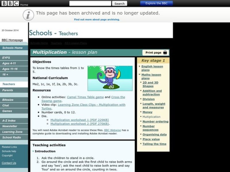 Multiplication Lesson Plan
