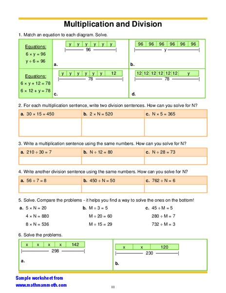 Multiplication and Division Worksheet