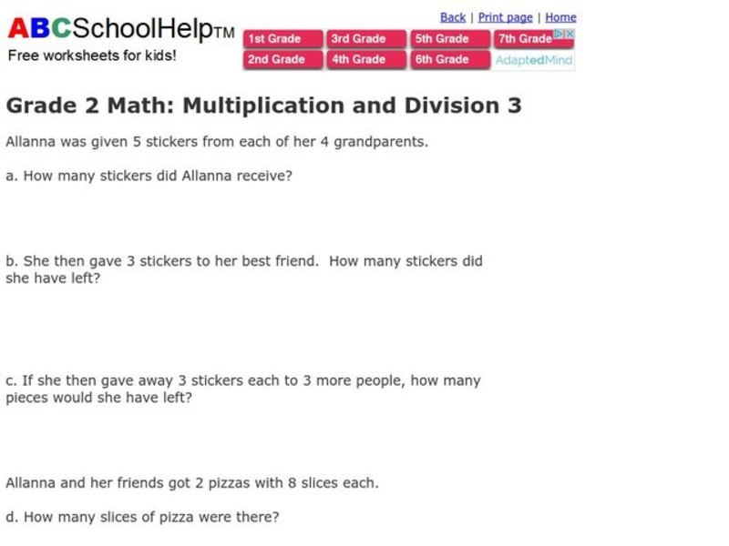 Multiplication and Division 3 Worksheet