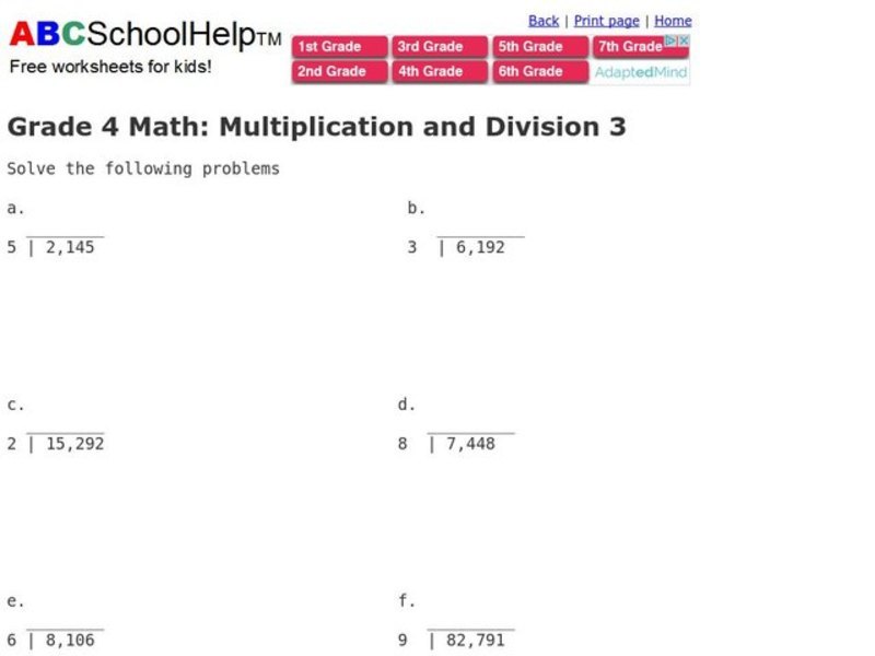 Multiplication and Division 3 Worksheet