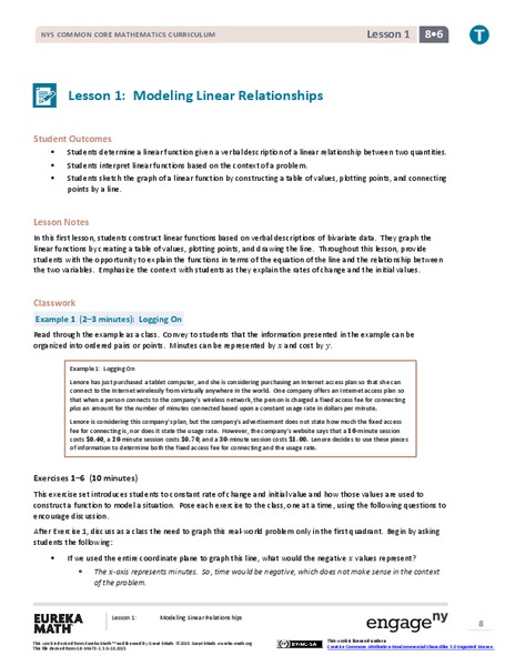 Modeling Linear Relationships Lesson Plan