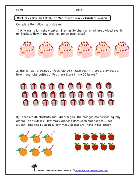 Multiplication and Division Word Problems Worksheet