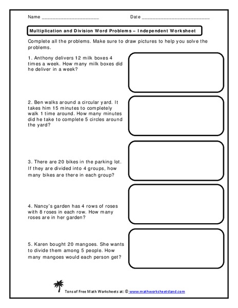 Multiplication and Division Word Problems Worksheet