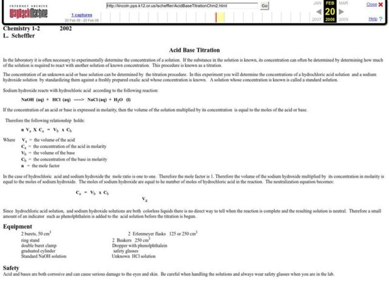 Acid-Base Titration Lesson Plan